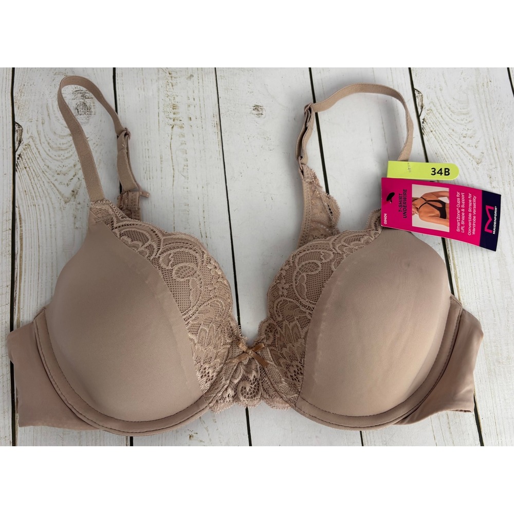 Maidenform Comfort Devotion Lace T-Shirt Underwire Bra Tan 34B 09404 B009